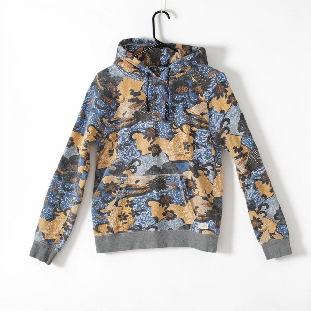 Scotch & Soda Pullover Hoodie Sweatshirt Mens Small Blue Gray Phoenix Art AOP